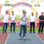 Potret Kepala Dinas Kepemudaan dan Olahraga Provinsi Banten Ahmad Syaukani saat memberikan sambutan